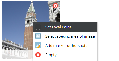 Focal point context menu entry on document image editable
