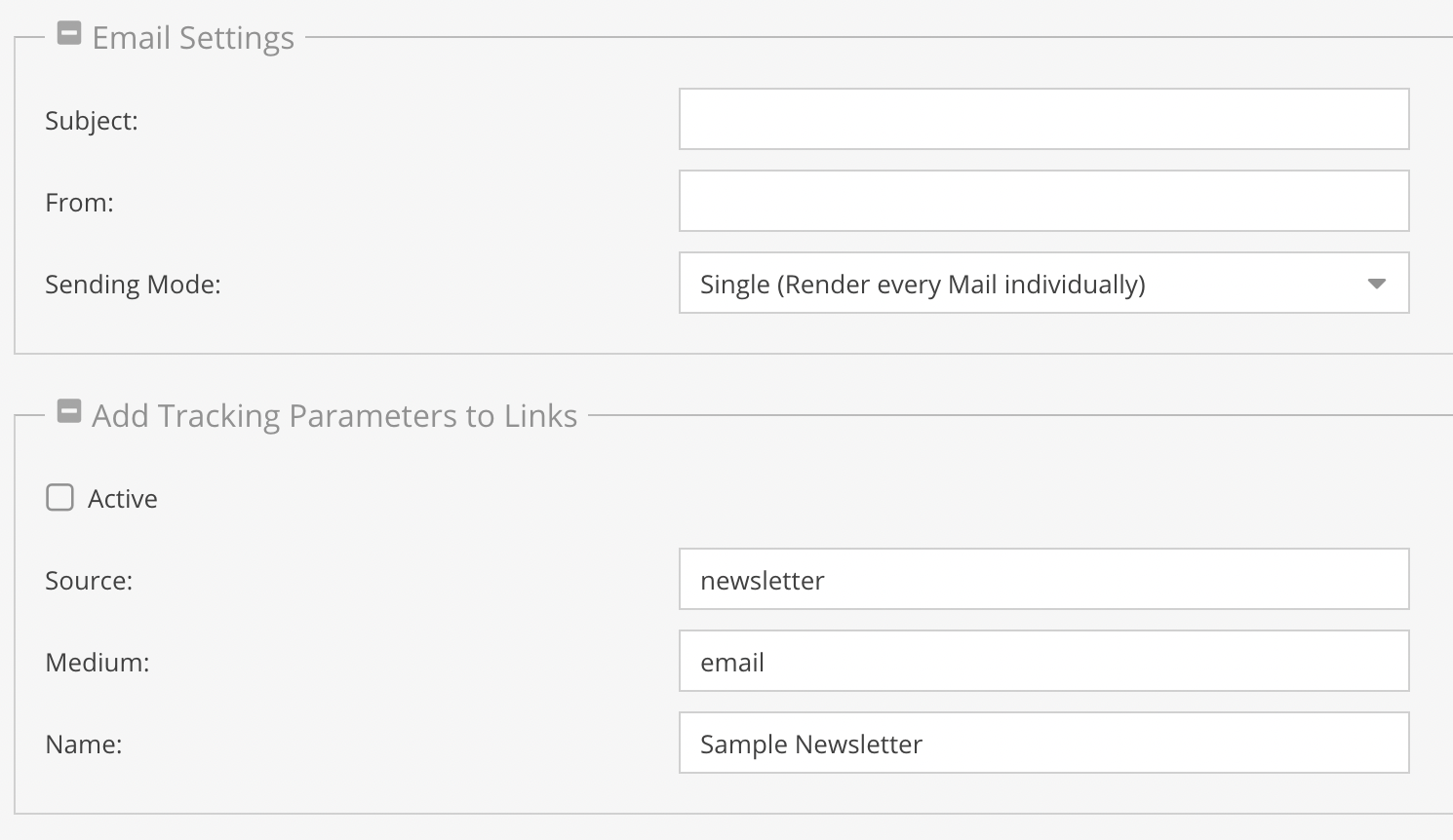 Newsletter settings