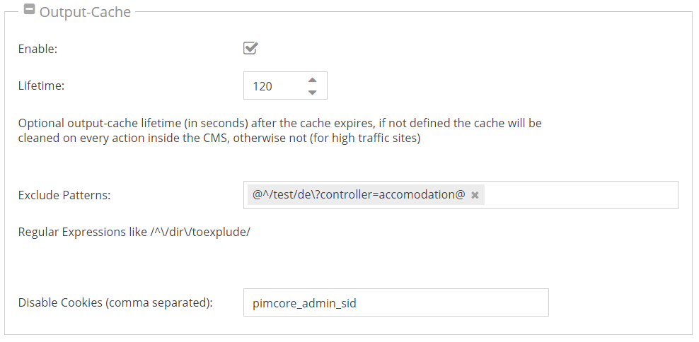 Full Page Cache Config