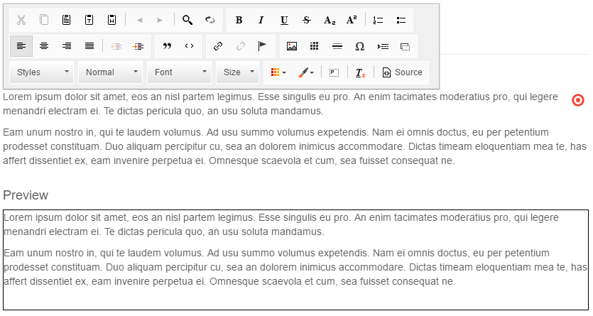 WYSIWYG with preview - editmode