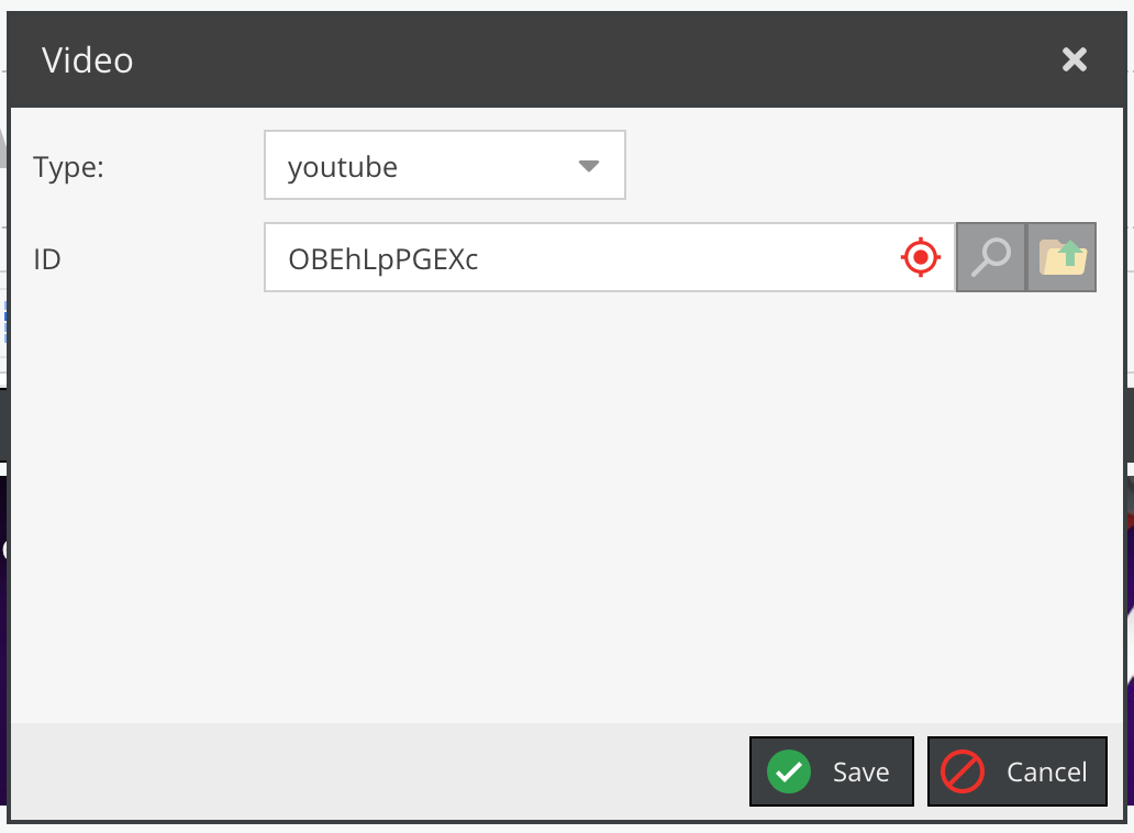 Video editable - YouTube configuration - editmode