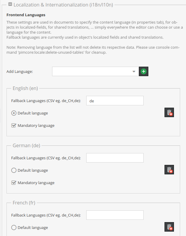 Localization Settings