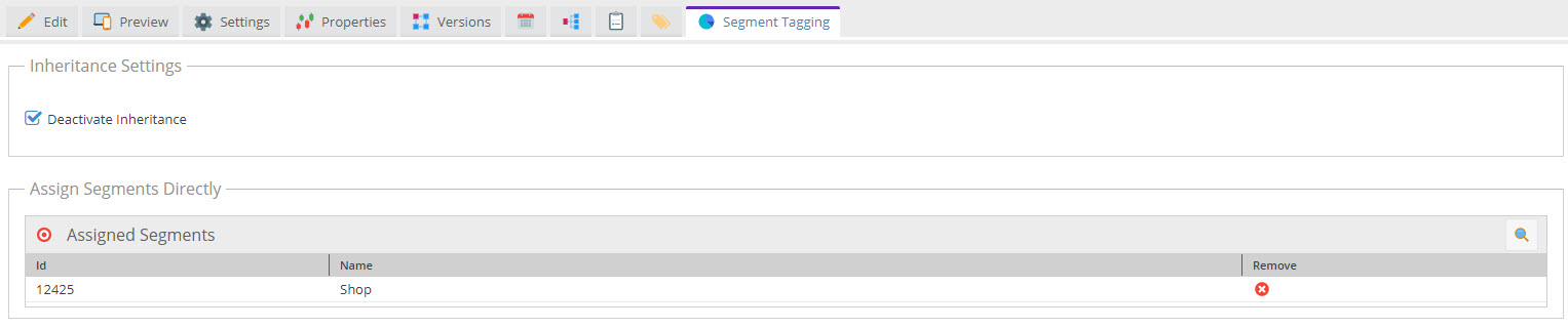 segment assignment tab with checkbox