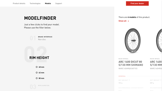 Configuring the engineering art of DT SWISS with a website