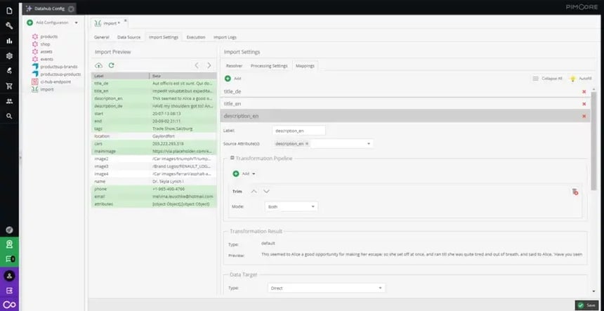 pimcore-datahub-import-mapping
