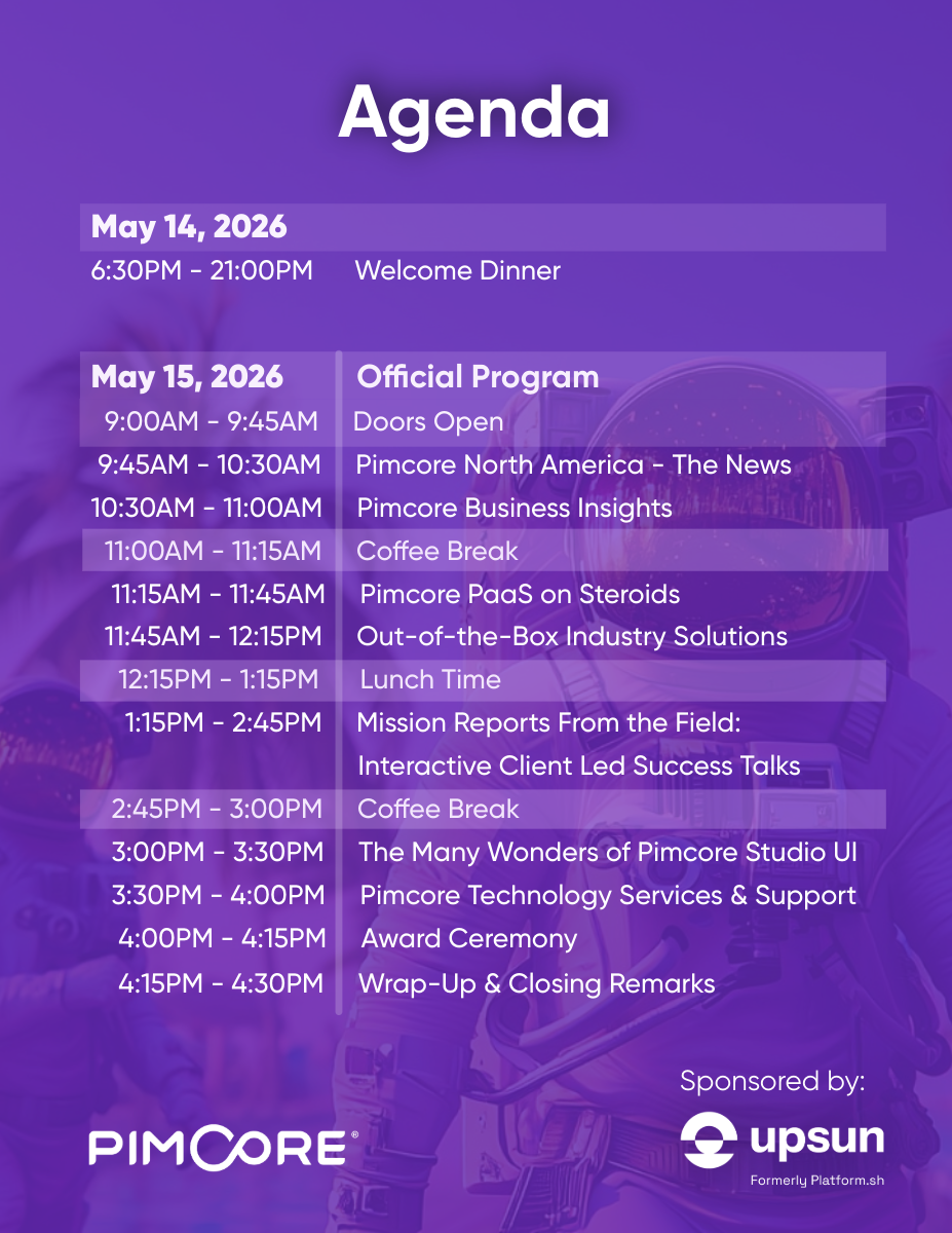 Pimcore Summit USA 2026 - agenda