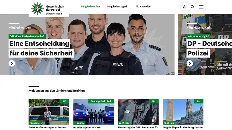 Rilancio del portale web del sindacato della polizia tedesca