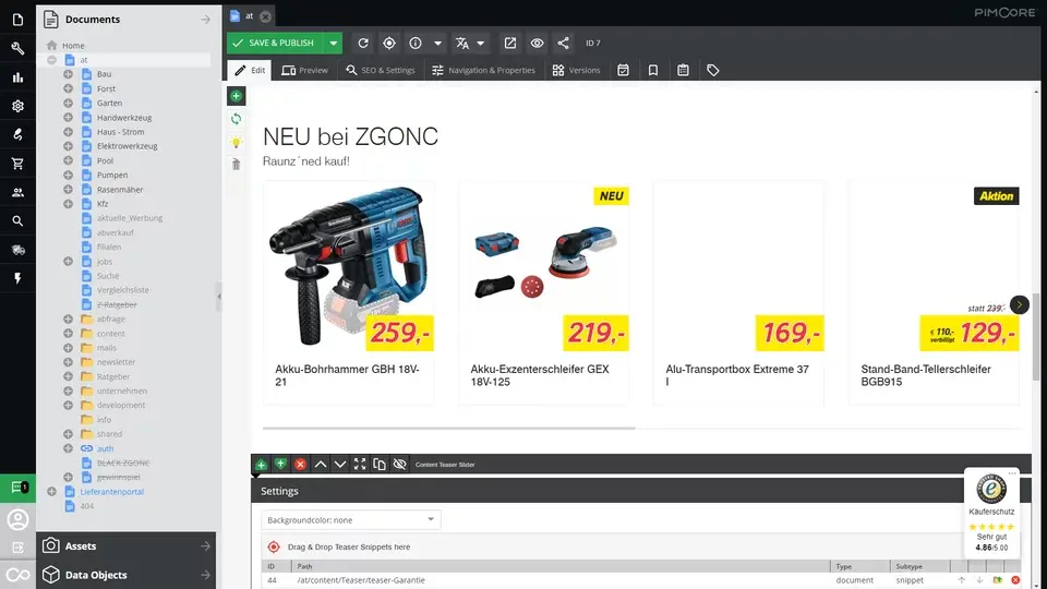Nouveau site web pour ZGONC : shopping efficace et travail simplifié.